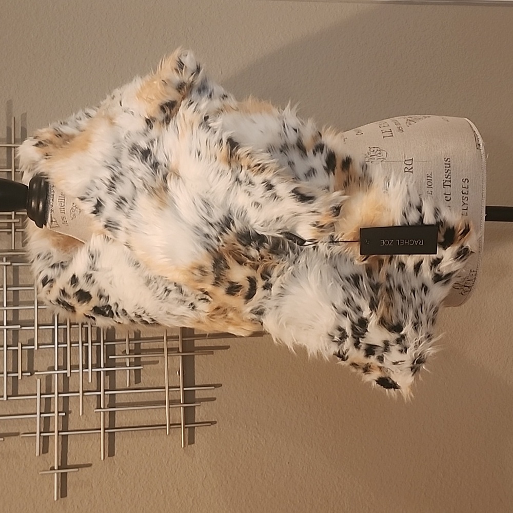 NWT Rachel Zoe Faux Fur Pull Thru Follard Scarf Multi Color Animal Print